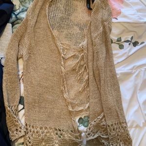 Tan crocheted sweater